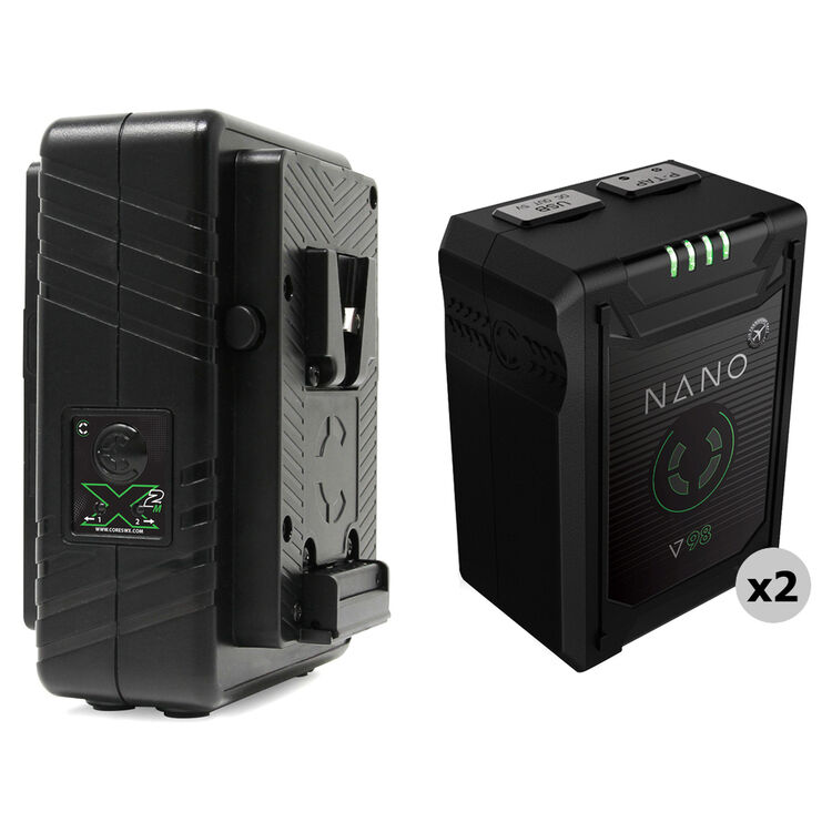 Core SWX NANO Micro 98Wh Li-Ion 2-Battery Kit with Dual Travel Charger (V-Mount)