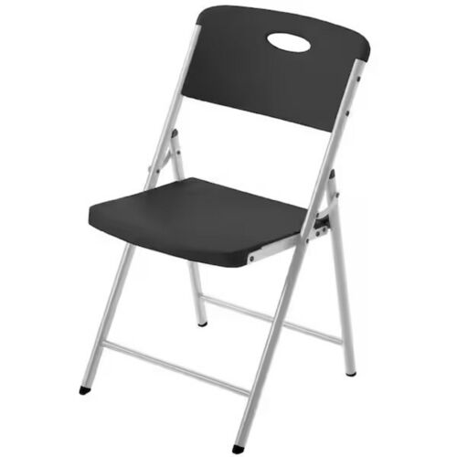 Folding Chair w/ Metal Frame & Resin Seat (Black)