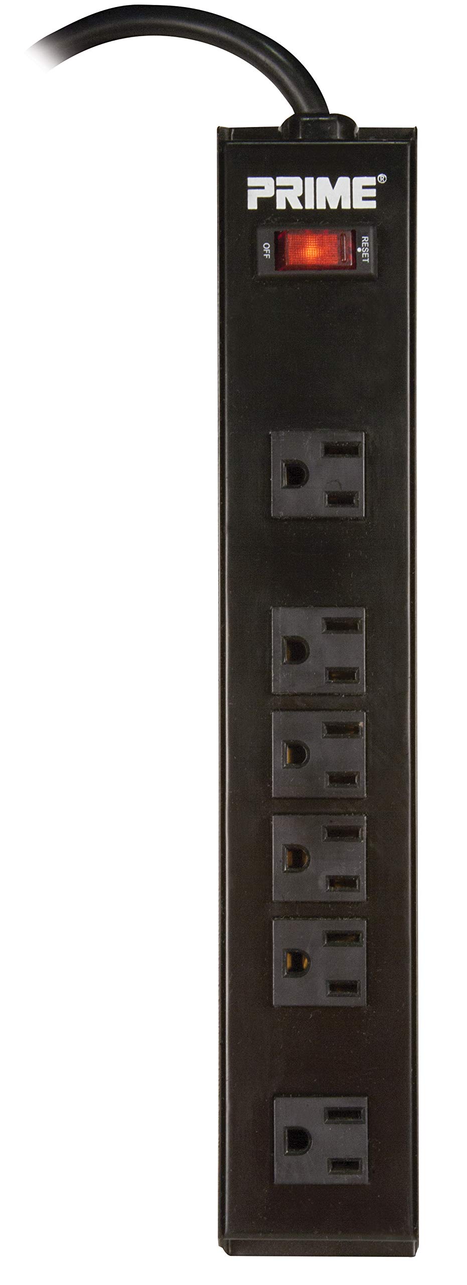 Prime 6-Outlet Metal Power Strip w/ 10’ Cable