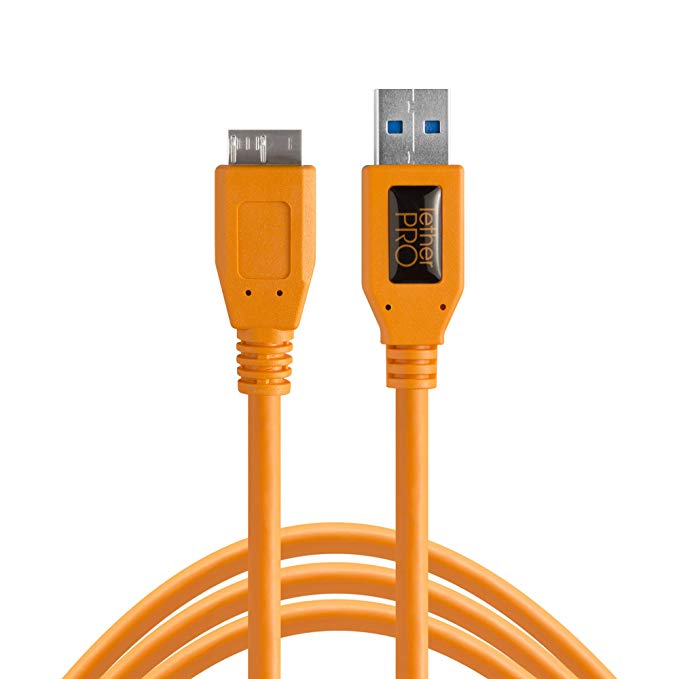 Tether Tools TetherPro USB Micro-B to USB-A 3.0 Cable (15', Orange)