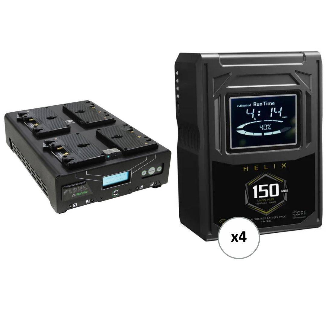 Core SWX Helix 150 Mini 147Wh Dual-Voltage Battery 4-Battery Kit with Quad Charger (Gold Mount)