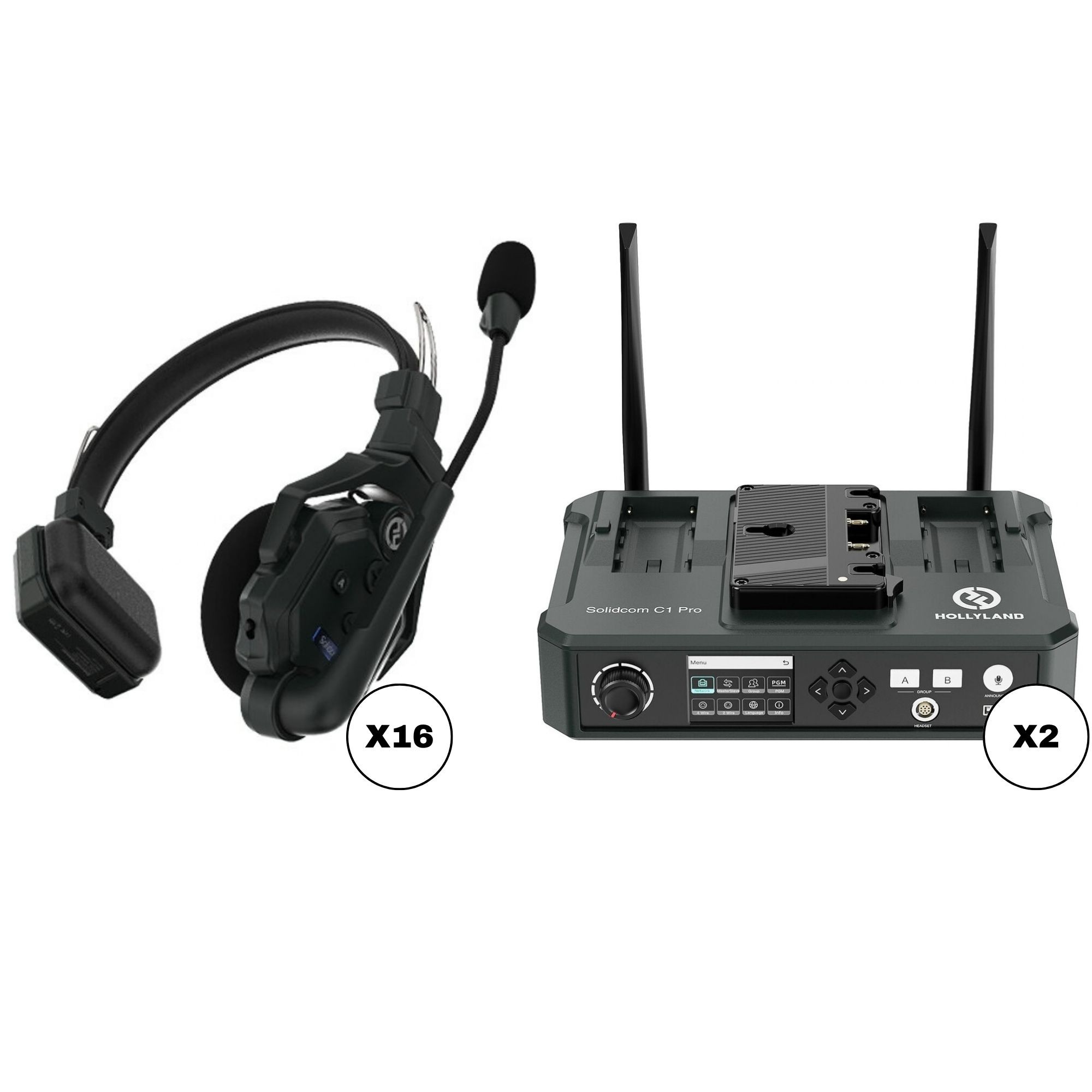 Hollyland Solidcom C1 16-Person Full-Duplex Wireless Intercom System w/ Hubs